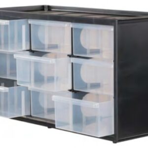 Schubladenschrank mit 9 großen Schubladen, Maße 36,5 × 15,3 × 21 cm