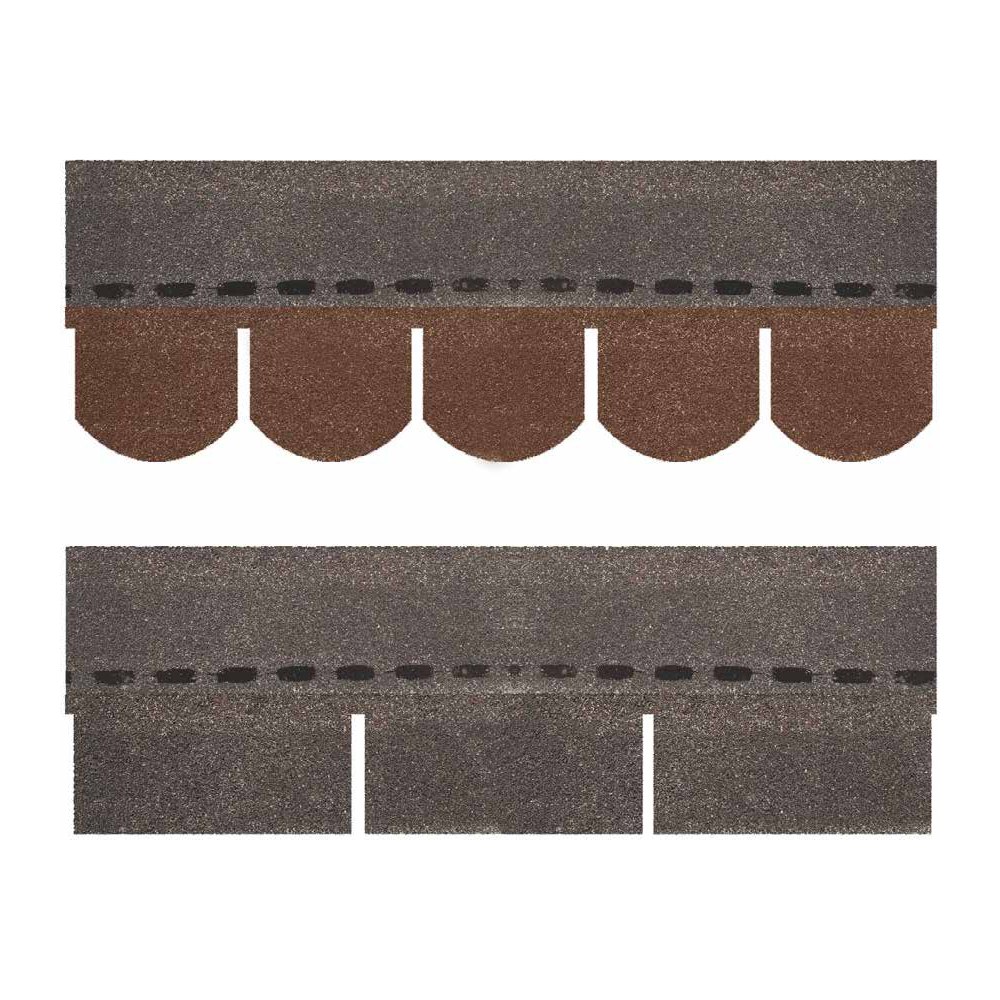 Bitumenschindel (kanadisch) SHINGLE RECTANGULAR 777 x 336 mm, braun – Packung 18 Stk.