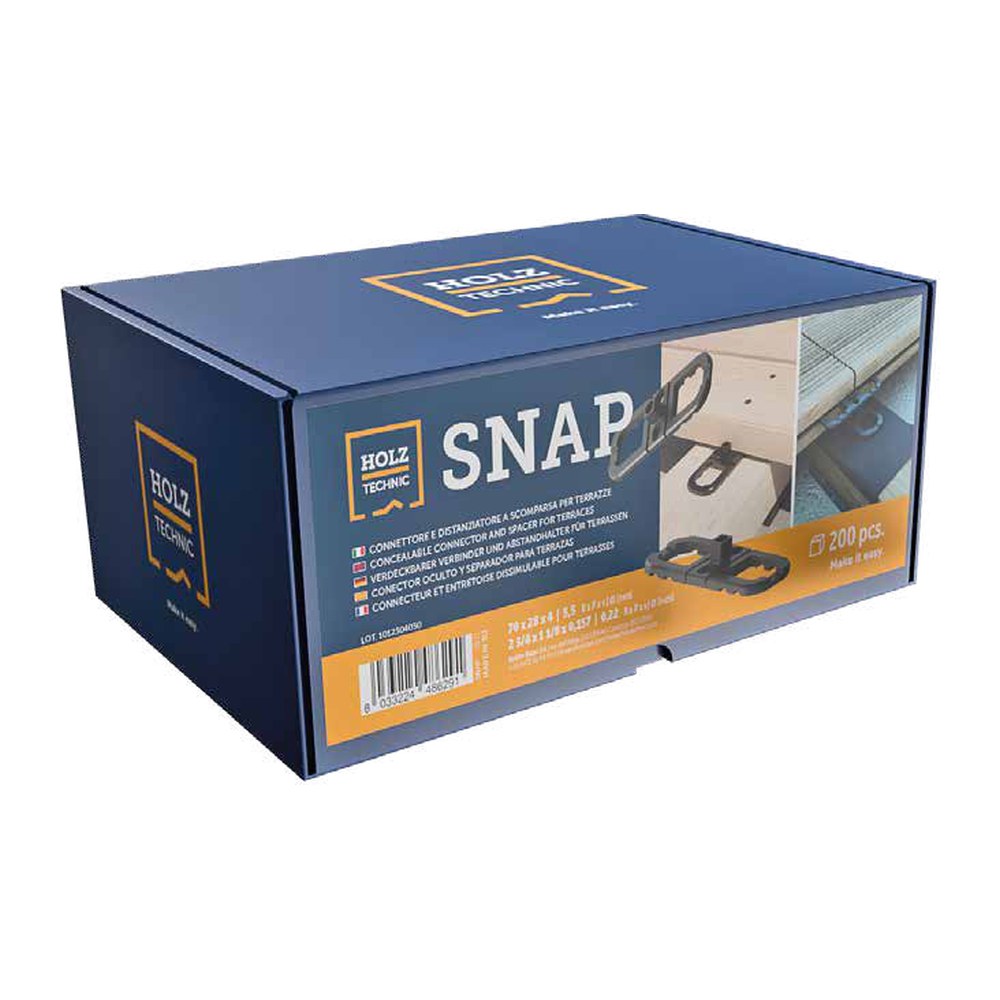 Verdeckter Verbinder und Abstandhalter für Terrassen SNAP 70 x 28 x 4 mm – Packung 100 Stk.