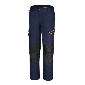 Arbeitshose mit vielen Taschen aus T/C-Canvas 260 g, blau, Knieschonertaschen und Beinabschluss verstärkt mit Polyester 300D, reißfester Schritt und Einsatz aus elastischem Gewebe
