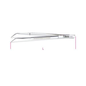 Federpinzette mit Stift, feine gebogene abgerundete, gerändelte Spitzen, aus Edelstahl