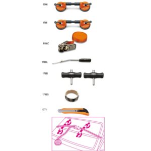 Sortiment mit 8 Werkzeugen für Autoglas