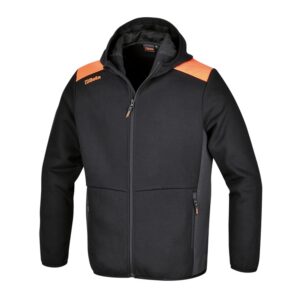 Sweatshirt mit langem Reißverschluss und Kapuze, 60 % Baumwolle, 40 % Polyester, 280 g, elastische Ärmel- und Saumbündchen, schwarz