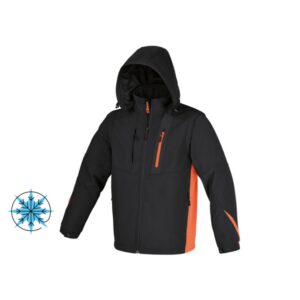 Softshelljacke 94 % Polyester, 6 % Elasthan, 290 g, mit Kapuze und abnehmbaren Ärmeln, schwarz, mit wasserdichter, winddichter und atmungsaktiver TPU-Membran (Wassersäule 8.000