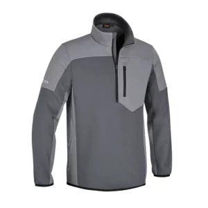 Sweatshirt mit kurzem Reißverschluss, 80 % Baumwolle, 20 % Polyester, 280 g, anthrazit/hellgrau
