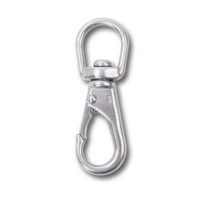 Karabinerhaken mit Wirbel und Sicherung, Edelstahl AISI 316 B