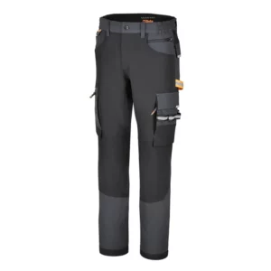Arbeitshose mit vielen Taschen, elastisch, 4-Way-Stretch, 90 % Polyester, 10 % Elasthan, 240 g, Knieschonertaschen, verstärkte Taschen und Beinabschlüsse, elastischer Bund
