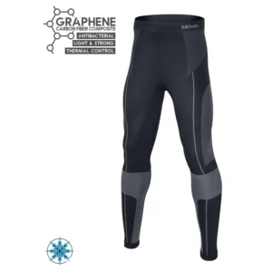 Technische Funktionsunterwäsche, elastisch, 70 % Polyamid, 28 % Polyester mit Graphen, 2 % Elasthan, 230 g, schwarz mit grauen Details, temperaturregulierend und atmungsaktiv