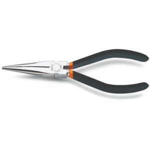 Extralange Flachrundzangen mit gerändelten Backen, Griffe mit zwei Schichten rutschfestem PVC