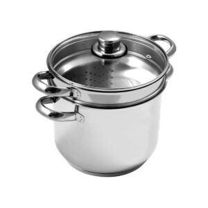 Pastatopf Easy ø 22 cm 6 l H. 25 cm aus Edelstahl AISI 430 mit 1 Einsatz – Glasdeckel mit Edelstahlknauf – Kapselboden für Induktion, im bedruckten Karton