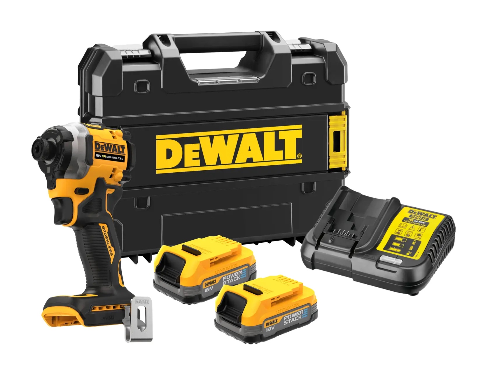 18V XR Akku-Schlagschrauber 1/4" (bürstenlos), max. 206 Nm, inkl. 2x Powerstack Akku (18 Volt / 1,7 Ah) mit Pouch-Akku Technologie