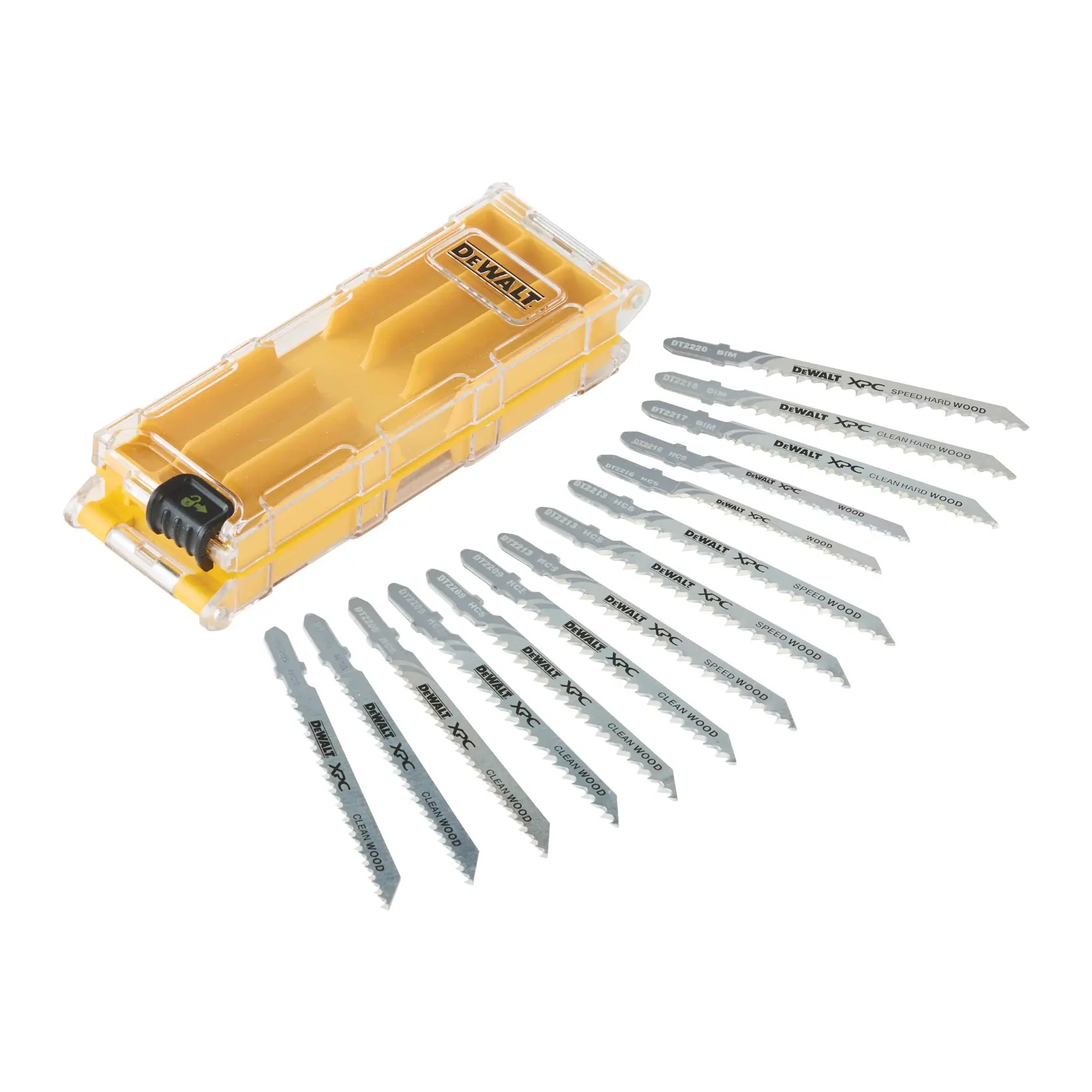 14-tlgs. XPC® Holzstichsägeblätter-Set (HCS) mit DT2209 x3, DT2205 x3, DT2213 x3, DT2216 x2, DT2218, DT2217, DT2220