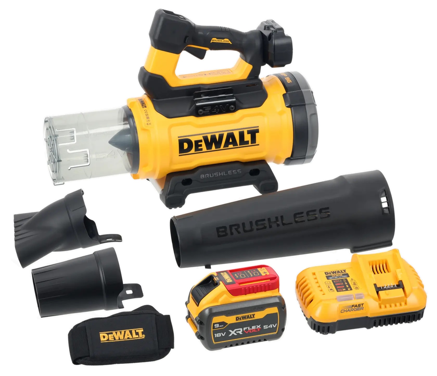 54 Volt Akku-Axialgebläse (bürstenlos) – mit 1 FLEXVOLT-Akku 9,0 Ah und Ladegerät – DCMBL777X1-QW