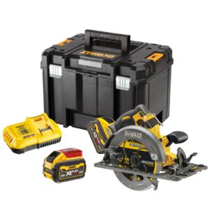 54 Volt Akku-Handkreissäge 190mm (bürstenlos), Führungsschuh – mit 2 FLEXVOLT-Akkus 9,0 Ah und Ladegerät