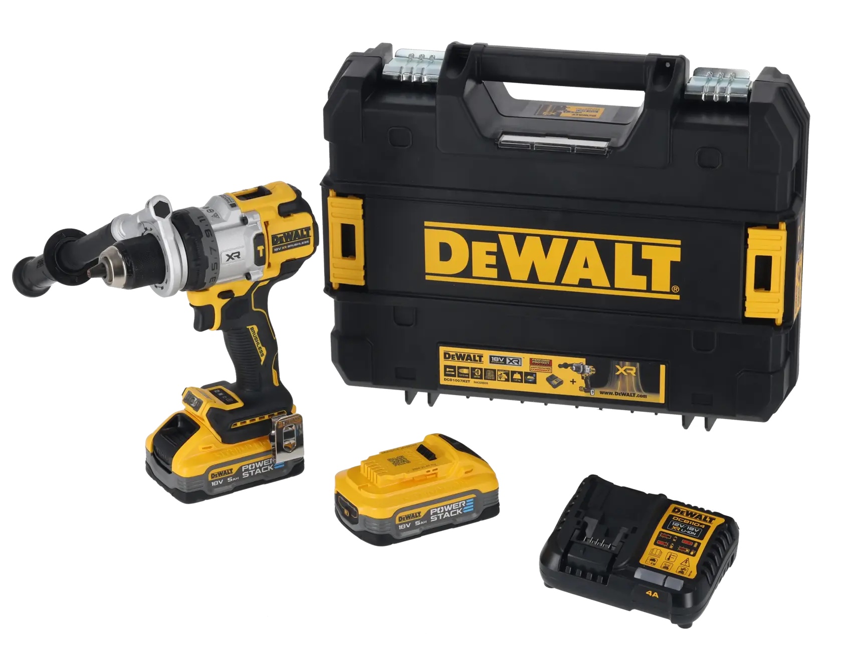 18 Volt Akku-Schlagbohrschrauber (bürstenlos) inkl. 2x Powerstack Akkus (18 Volt / 5 Ah) mit Pouch-Akku Technologie