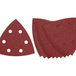 Dreieck-Schleifpapier-Klettfix 93 x 93mm K40,  gelocht (6 Loch ringförmig)