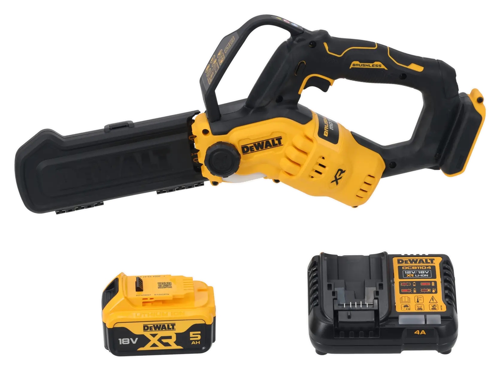 18 Volt Akku-Astsäge 20 cm Schwert (bürstenlos) – mit 1 Akku 5,0 Ah und Ladegerät