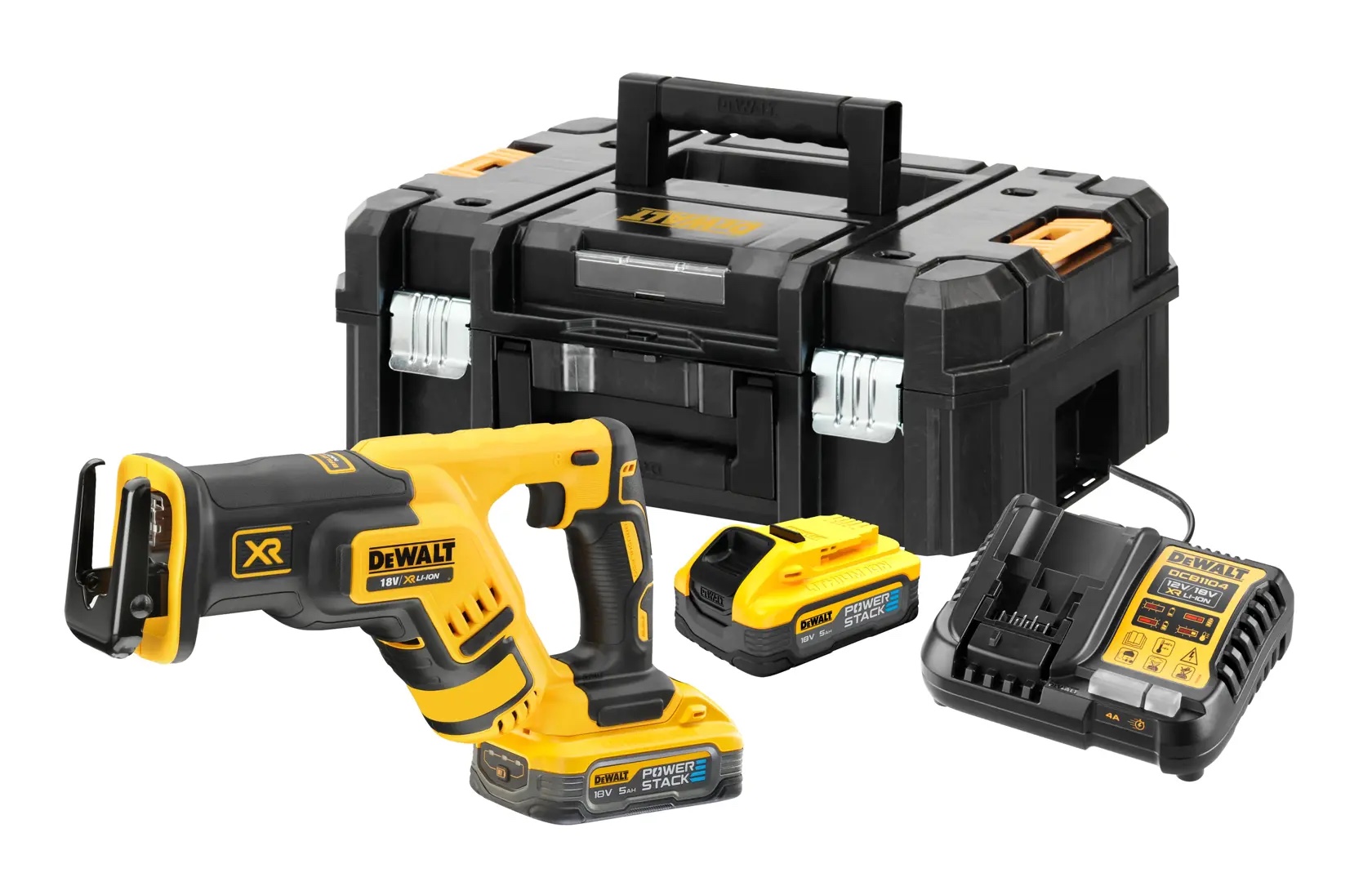 18 Volt Akku-Säbelsäge (bürstenlos) - für Akku Plus – mit 2 POWERSTACK-Akkus 5,0 Ah und Ladegerät