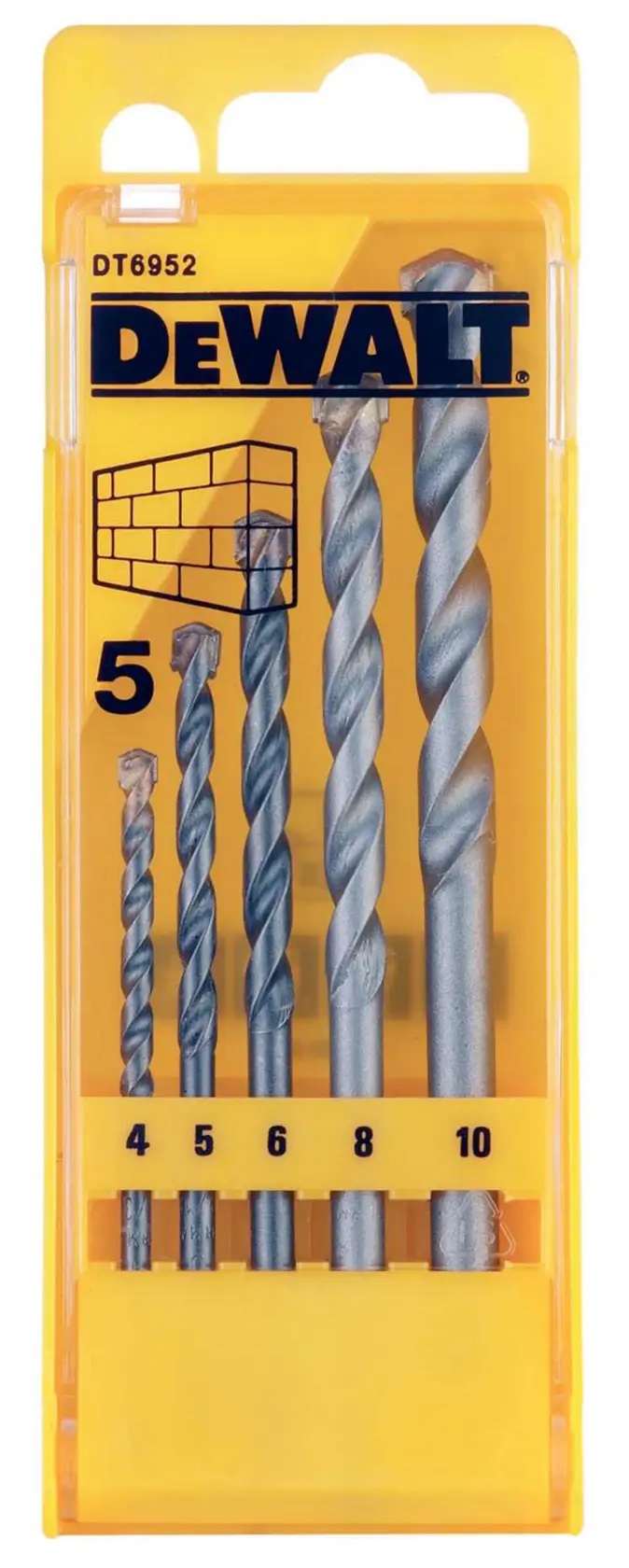 5-tlg. Steinbohrer (Rundschaft) - Set in kunststoff-Kasette (4, 5, 6, 8, 10mm Ø)