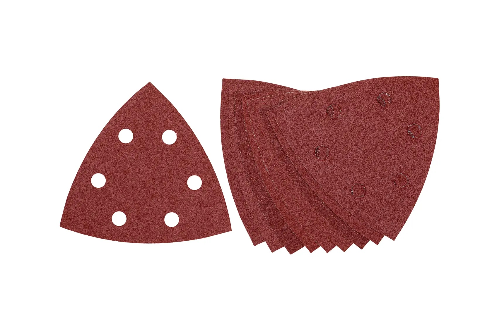 Dreieck-Schleifpapier-Klettfix 93 x 93mm K120, gelocht (6 Loch ringförmig)