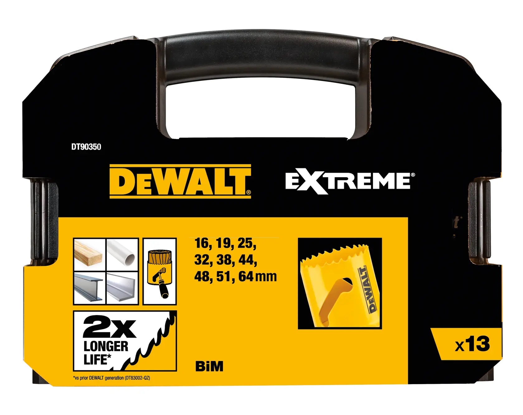 Lochsaegen-Set Bi-Metall Extreme, Universal-Set im Transportkoffer 13-tlg. – DT90350-QZ