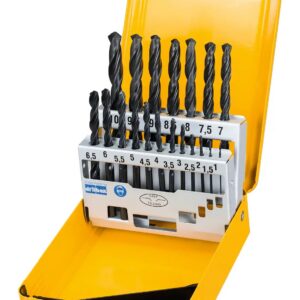 HSS-R-Metallbohrer-Set, schwarz oxidiert (19-tlg.)